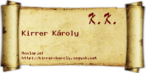 Kirrer Károly névjegykártya