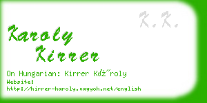 karoly kirrer business card
